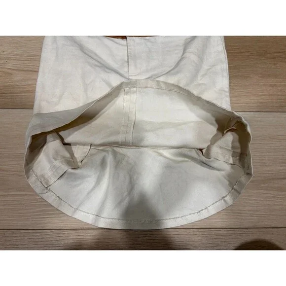 Ralph Lauren White Linen Blend Skirt w/ Brown Leather Trim Buckle Detail Size 2 - Picture 7 of 9